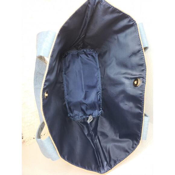 VICTORIA'S SECRET ~ New! NWT ~ Lage Straw Raffia Weekender Beach Tote w/ Denim - Picture 6 of 8